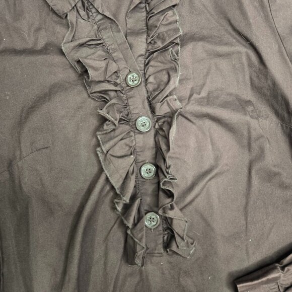 Tory Burch Brown Ruffle Button Down Shirt 10 - Picture 4 of 5